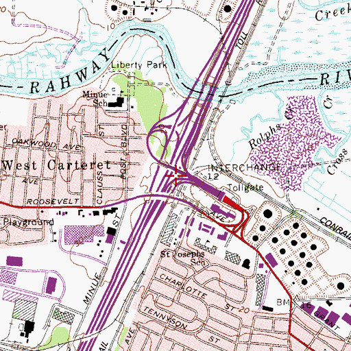 Topographic Map of Interchange 12, NJ
