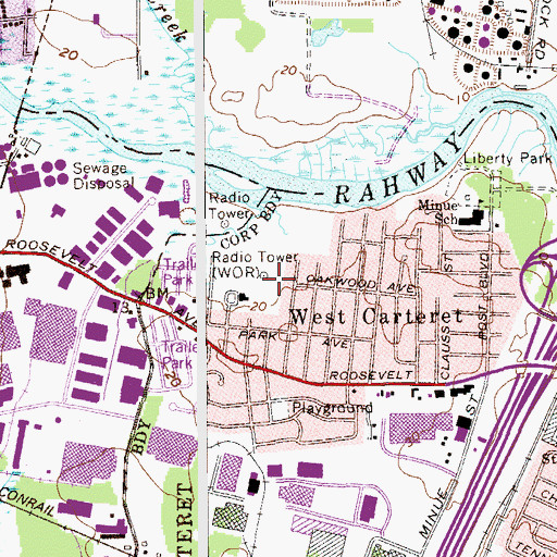 Topographic Map of WOR Radio Tower (Conway), NJ