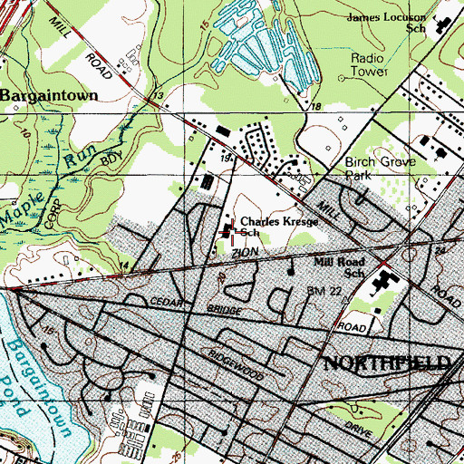 Topographic Map of Charles Kresqe School, NJ