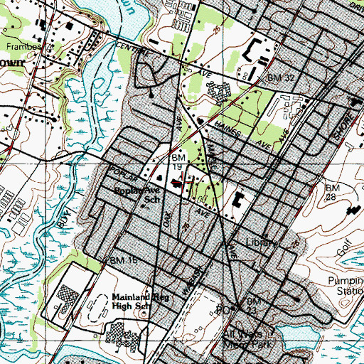Topographic Map of Poplar Avenue School, NJ