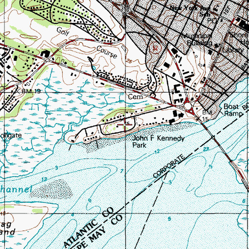 Topographic Map of John F Kennedy Park, NJ