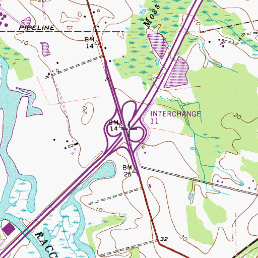 Topographic Map of Interchange 11, NJ