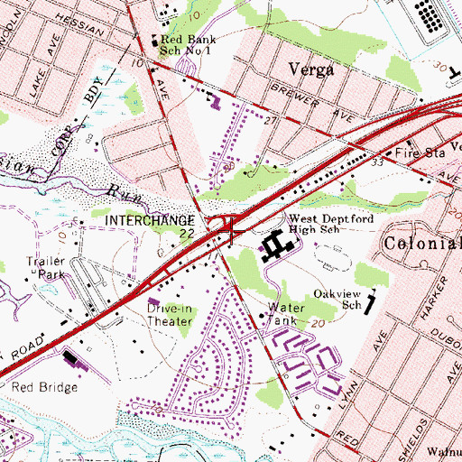 Topographic Map of Interchange 22, NJ