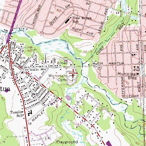 Topographic Map of Wenonah Cemetery, NJ