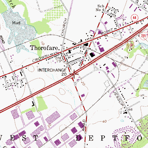 Topographic Map of Interchange 20, NJ