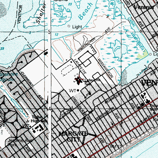 Topographic Map of Lafayette School, NJ
