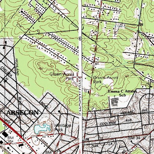 Topographic Map of Green Acres Park, NJ