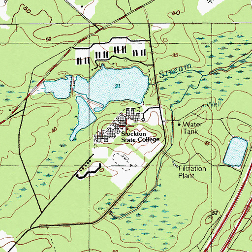 Topographic Map of Stockton State College, NJ