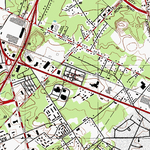 Topographic Map of Mount Calvary Cemetery, NJ