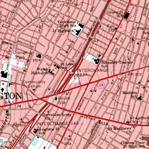 Topographic Map of Interchange 143A, NJ