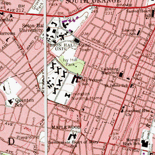 Topographic Map of Mount Vernon Elementary School, NJ