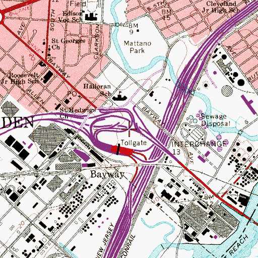 Topographic Map of Interchange 13, NJ