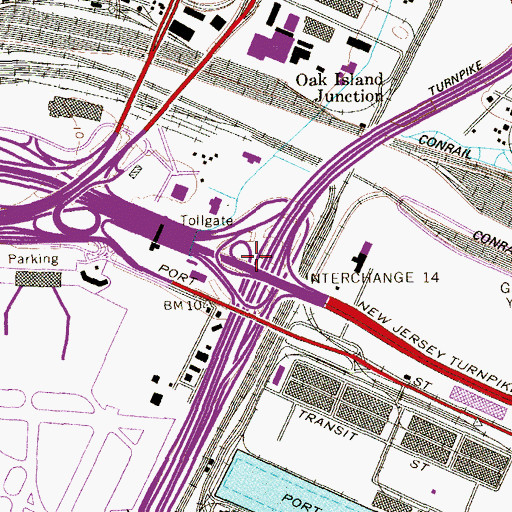 Topographic Map of Interchange 14, NJ