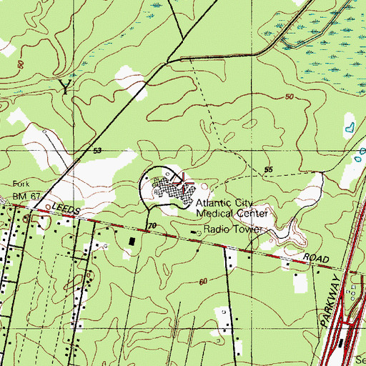Topographic Map of Atlantic City Medical Center, NJ