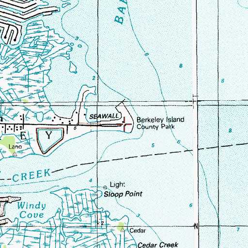 Topographic Map of Berkeley Island County Park, NJ