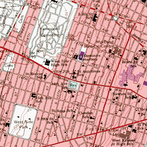 Topographic Map of Saint Antoninus School, NJ