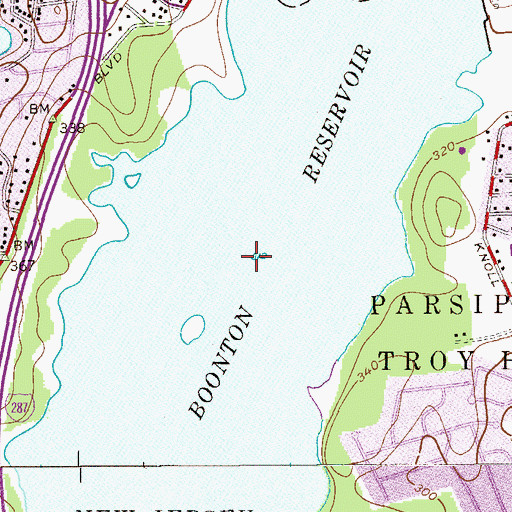 Topographic Map of Boonton Reservoir, NJ