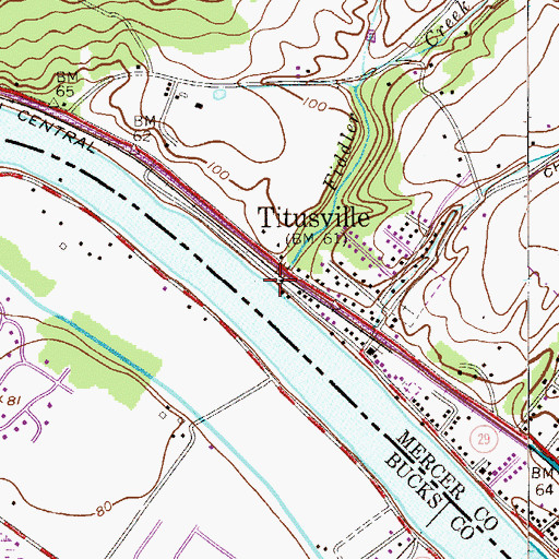 Topographic Map of Fiddlers Creek, NJ