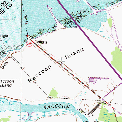 Topographic Map of Raccoon Island, NJ