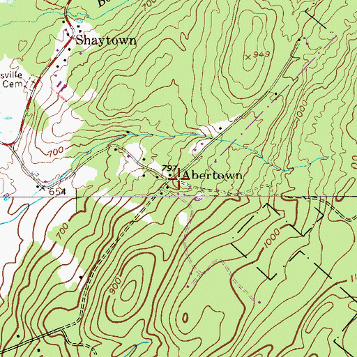 Topographic Map of Abertown, NJ