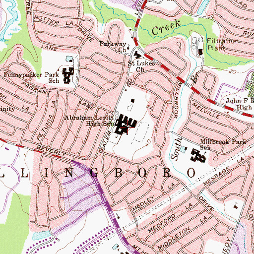 Topographic Map of Abraham Levitt High School, NJ