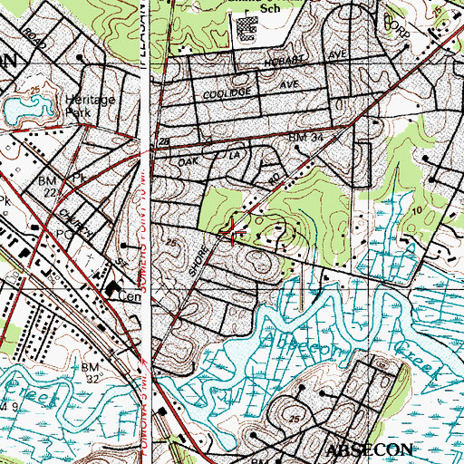Topographic Map of Absecon, NJ