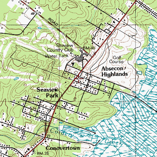 Topographic Map of Absecon Highlands, NJ