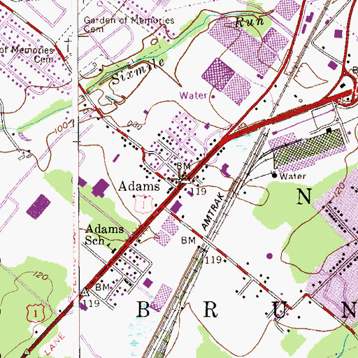 Topographic Map of Adams, NJ