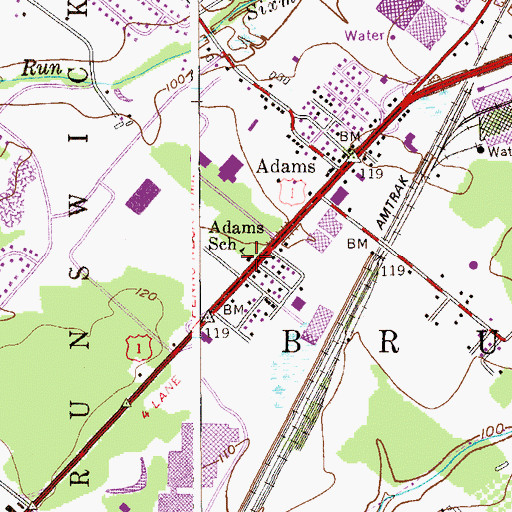 Topographic Map of Adams School, NJ