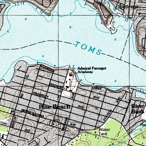 Topographic Map of Admiral Farragut Academy, NJ