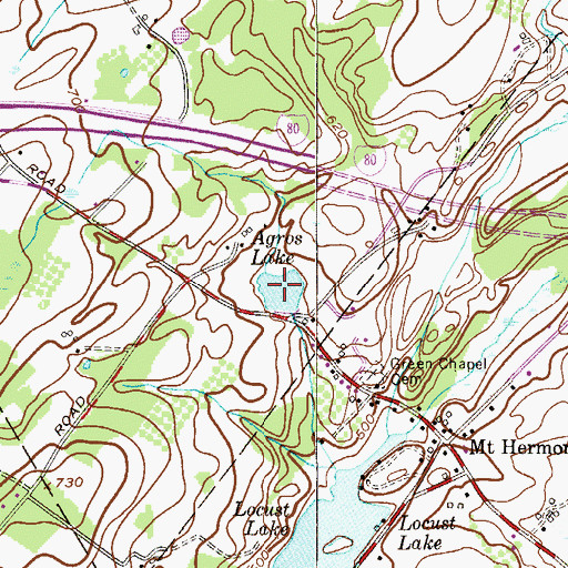 Topographic Map of Agros Lake, NJ