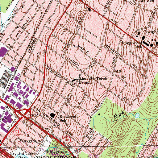 Topographic Map of Ahavath Torah Temple, NJ