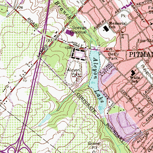 Topographic Map of Alcyon Park, NJ