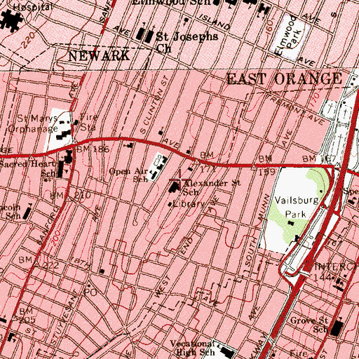 Topographic Map of Alexander Street Elementary School, NJ