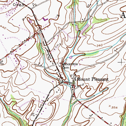 Topographic Map of Alexandria Cemetery, NJ