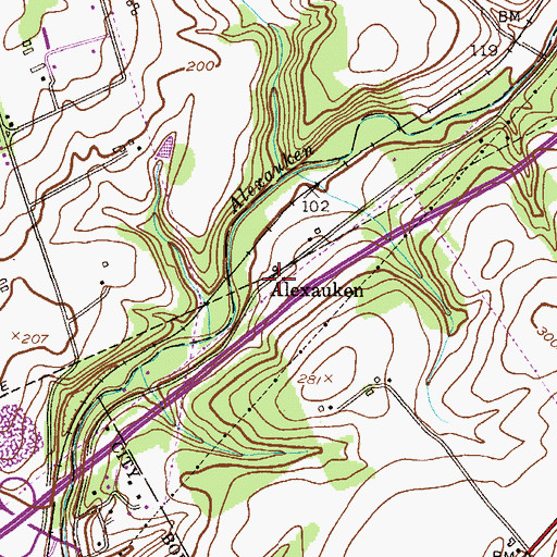 Topographic Map of Alexauken, NJ