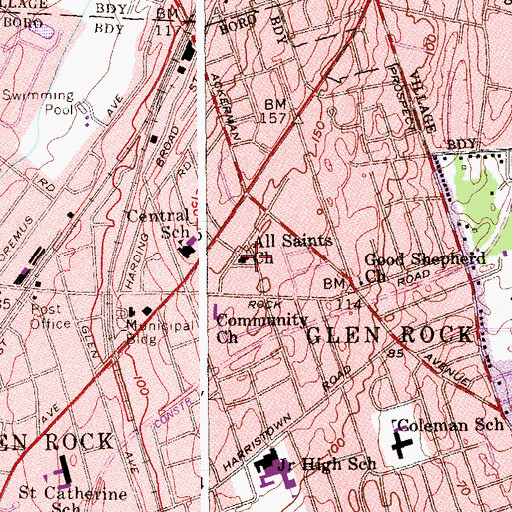 Topographic Map of All Saints Episcopal Church, NJ