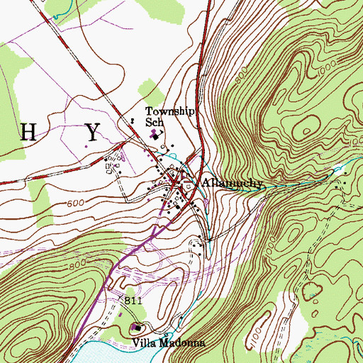 Topographic Map of Allamuchy, NJ