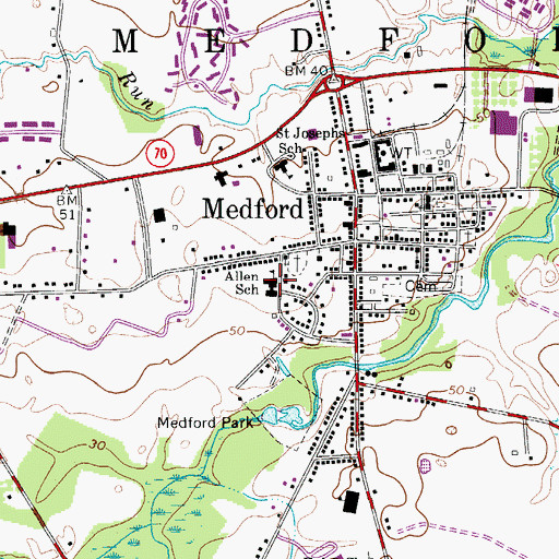 Topographic Map of Milton H Allen Elementary School, NJ