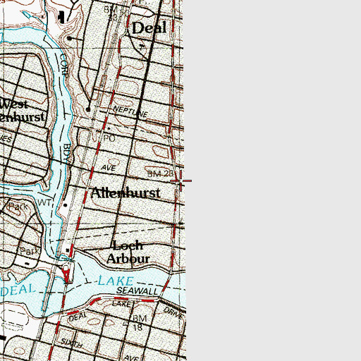 Topographic Map of Allenhurst, NJ