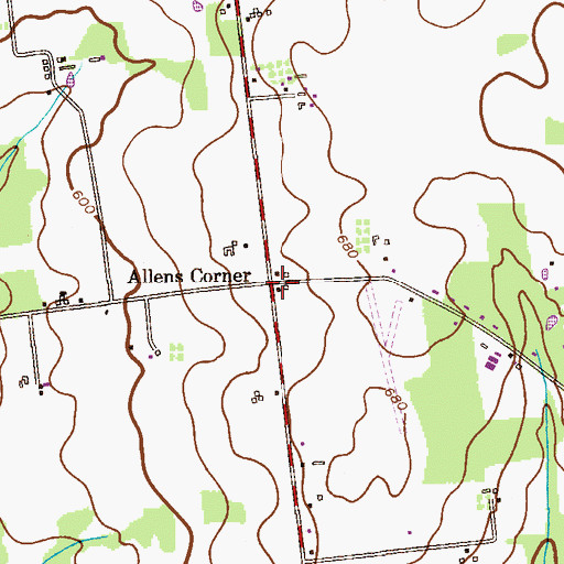 Topographic Map of Allens Corner, NJ