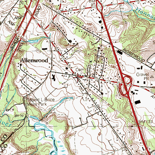 Topographic Map of Allenwood, NJ