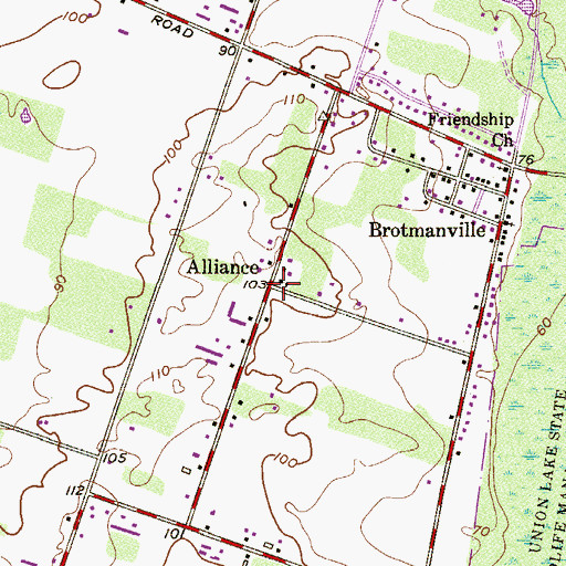 Topographic Map of Alliance, NJ