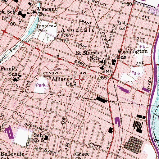 Topographic Map of Alliance Church, NJ