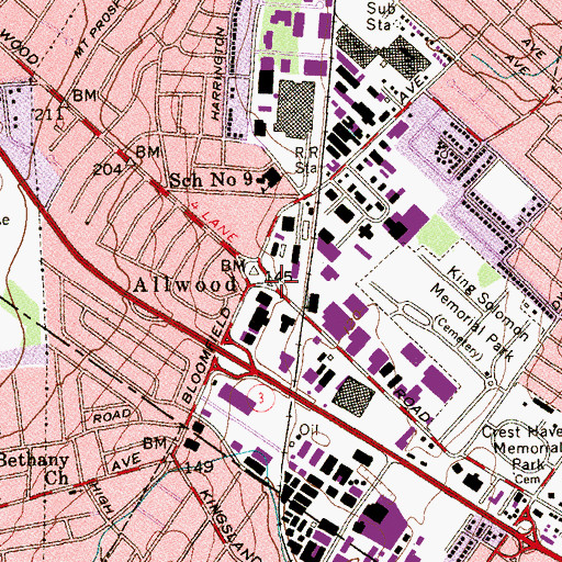 Topographic Map of Allwood, NJ