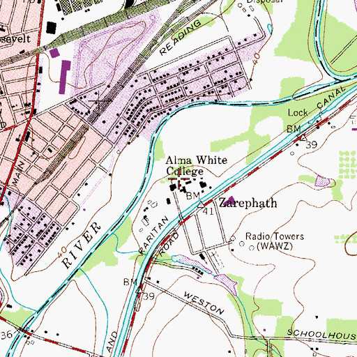 Topographic Map of Alma White College (historical), NJ