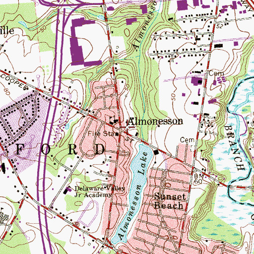 Topographic Map of Almonesson, NJ