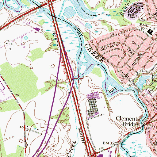 Topographic Map of Almonesson Creek, NJ