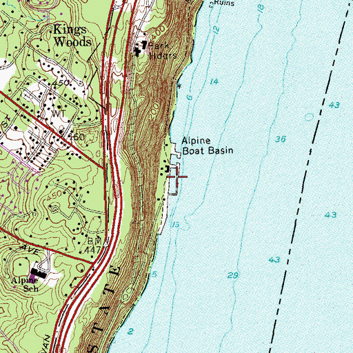 Topographic Map of Alpine Boat Basin, NJ