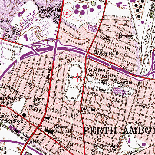 Topographic Map of Alpine Cemetery, NJ